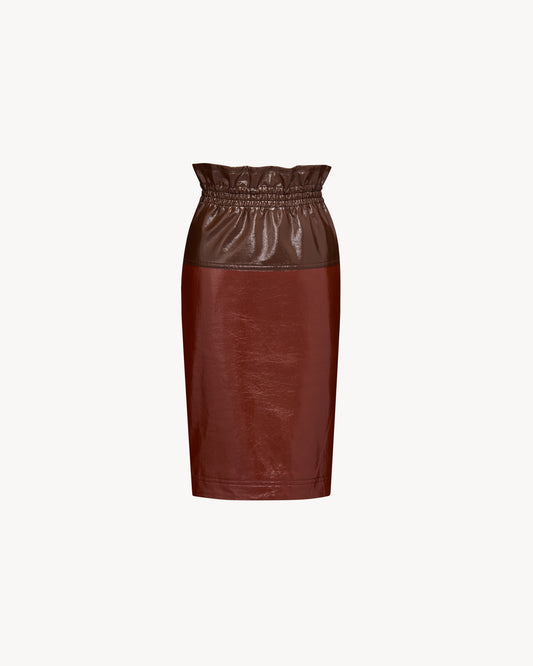 paperbag pencil skirt in coated cotton