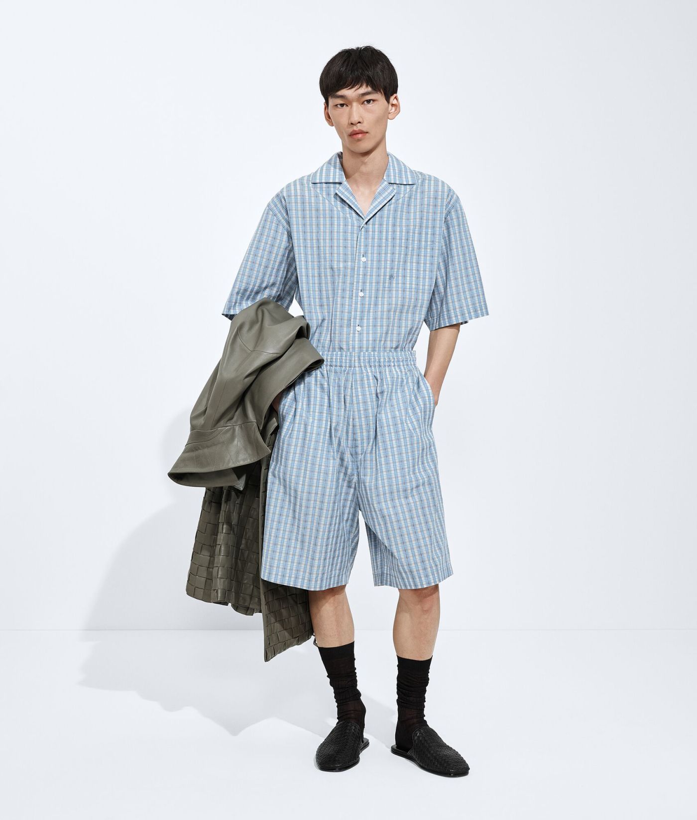 Cotton And Silk Check Shorts