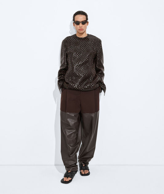 Cotton And Leather Trousers