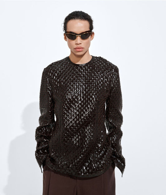 Scale Intreccio Leather Top