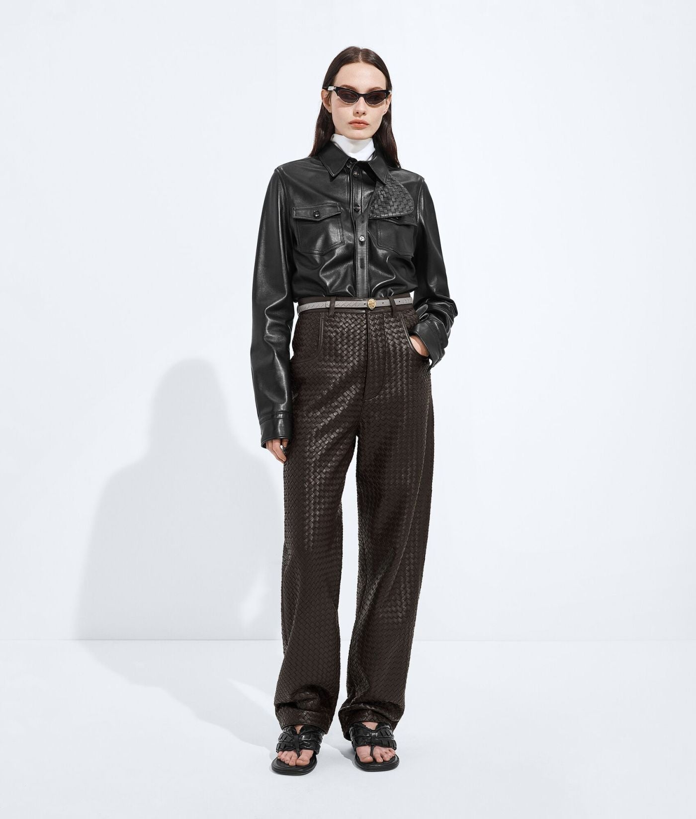 Intrecciato Leather Trousers