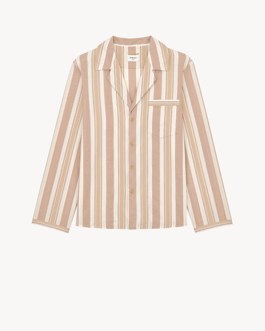 pajama top in striped cotton