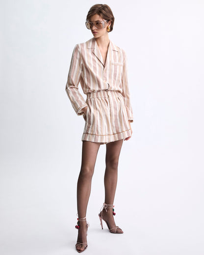 pajama top in striped cotton