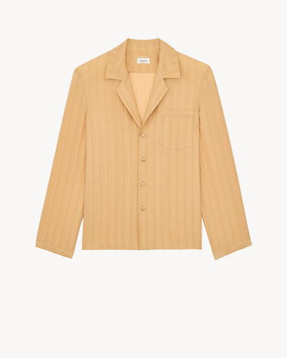 pajama top in striped silk