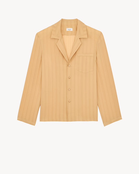 pajama top in striped silk