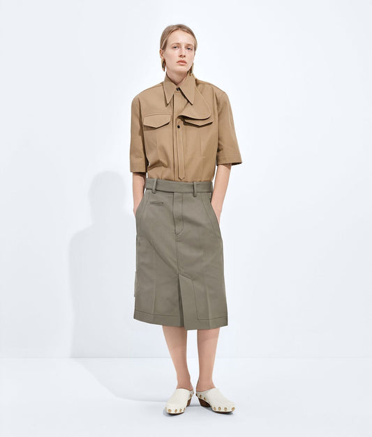 Cotton And Silk Gabardine Skirt