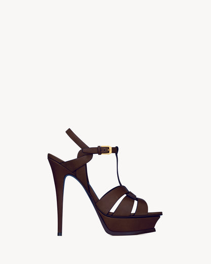 TRIBUTE platform sandals in smooth leather