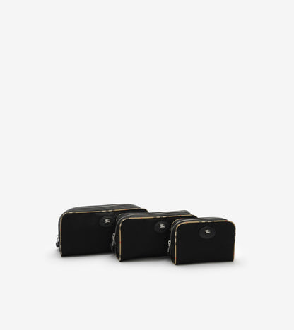 Large Check Trim Travel Pouch in Black