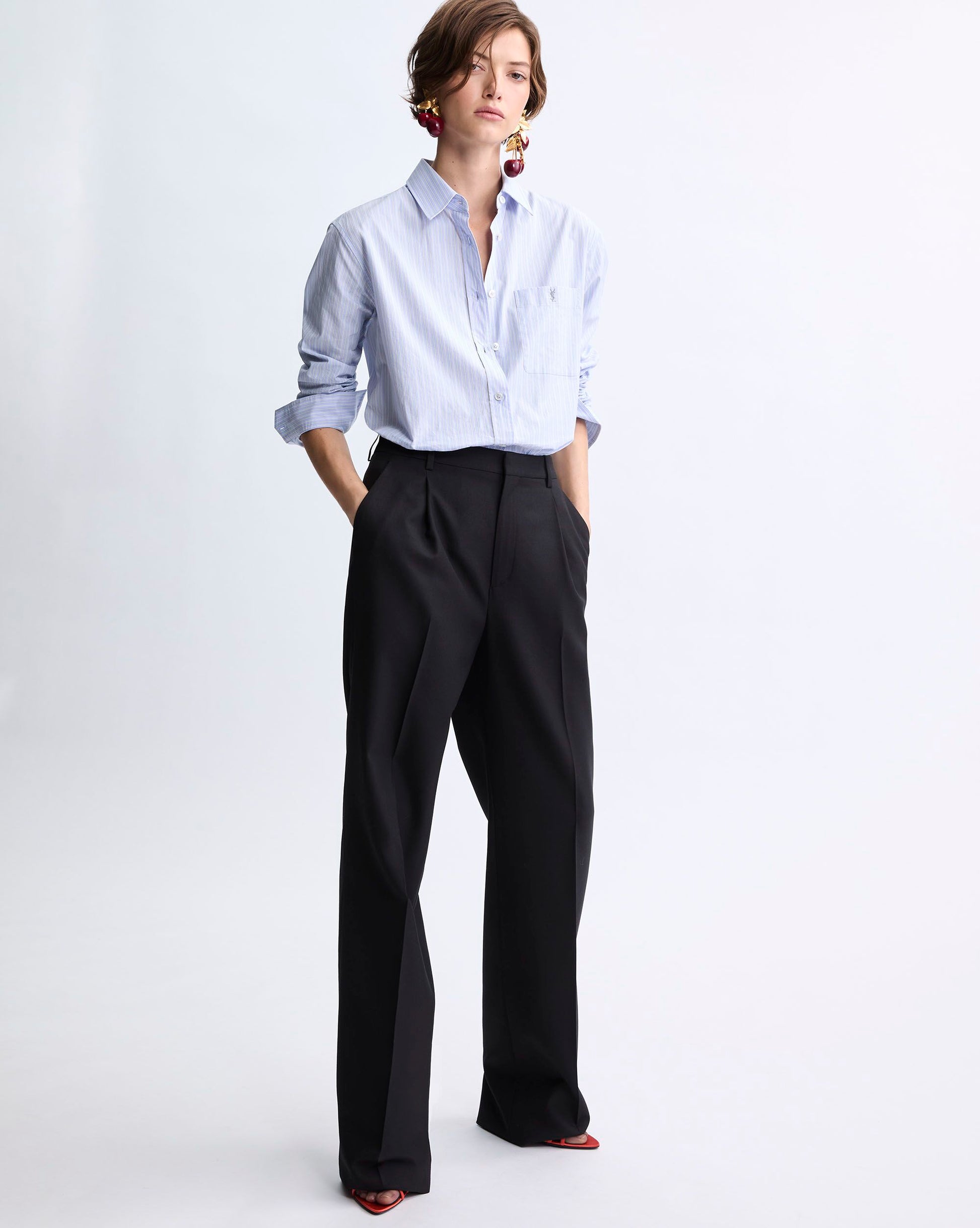 CASSANDRE shirt in striped cotton poplin