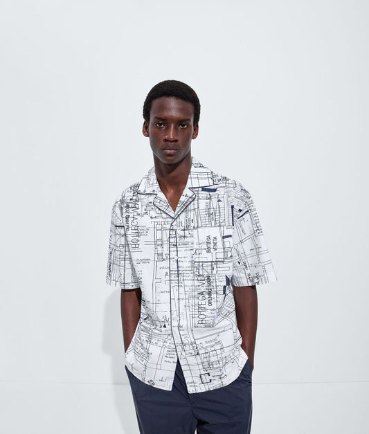 Cotton Poplin Printed Pyjama Shirt