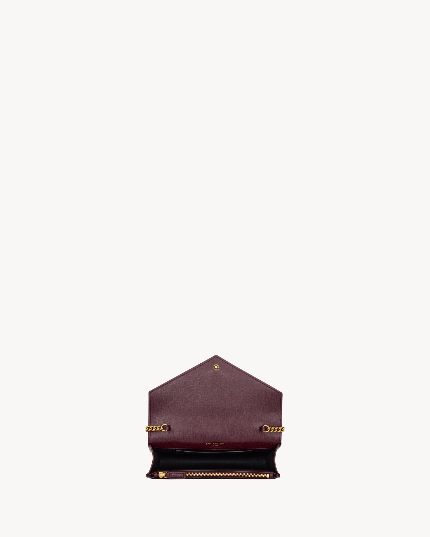 CASSANDRE envelope chain wallet in GRAIN DE POUDRE leather