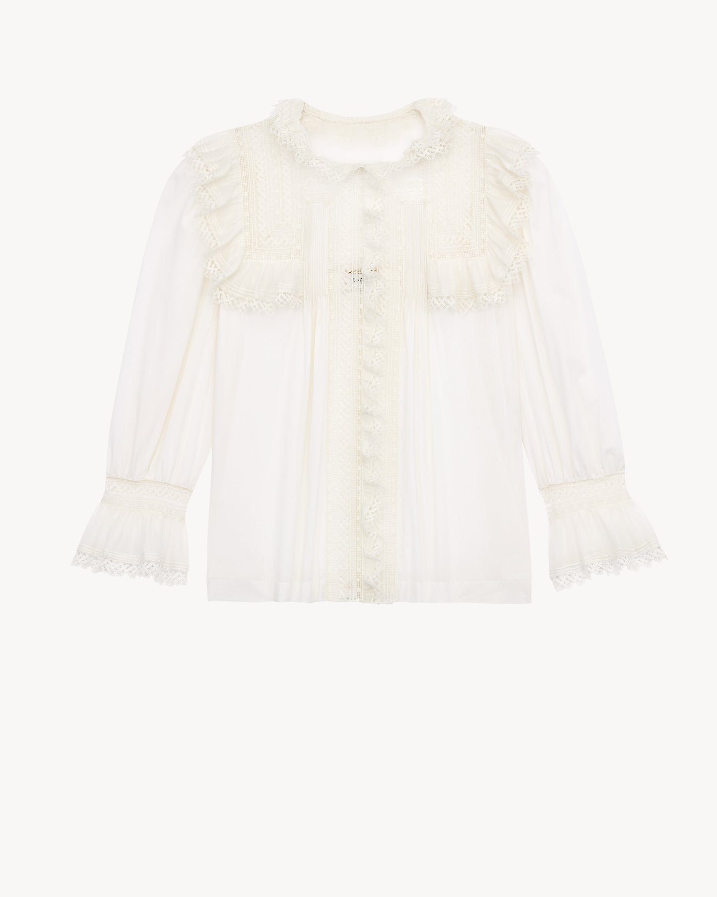 embroidered lace blouse in cotton voile