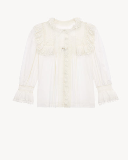 embroidered lace blouse in cotton voile