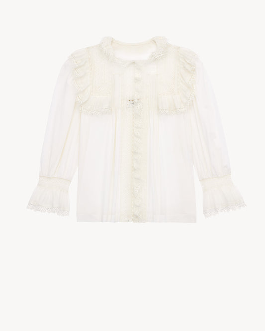 embroidered lace blouse in cotton voile
