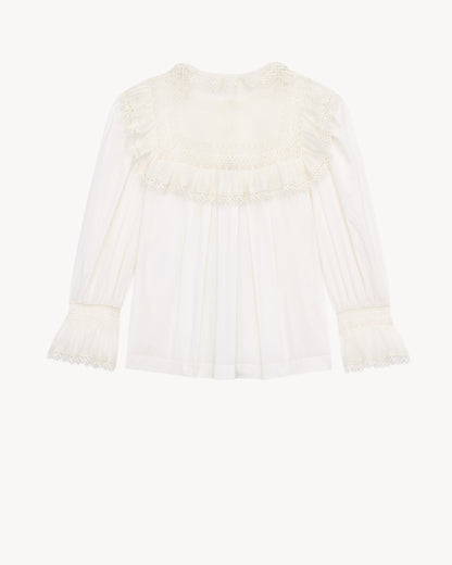 embroidered lace blouse in cotton voile