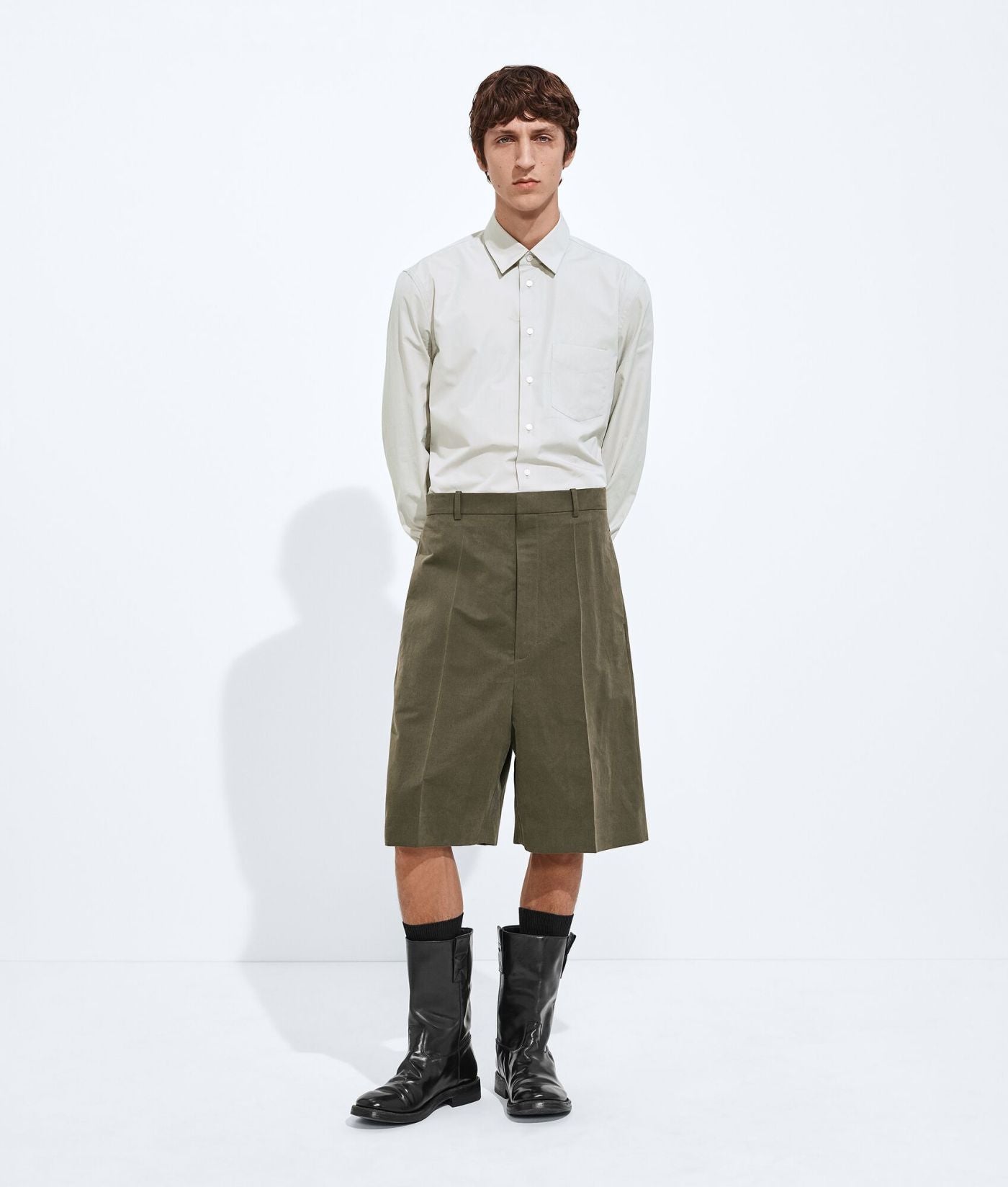 Cotton And Silk Crinkled Shorts