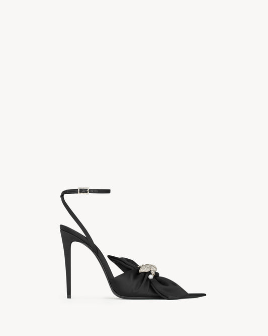 DOVE sandals in satin crepe and rhinestones