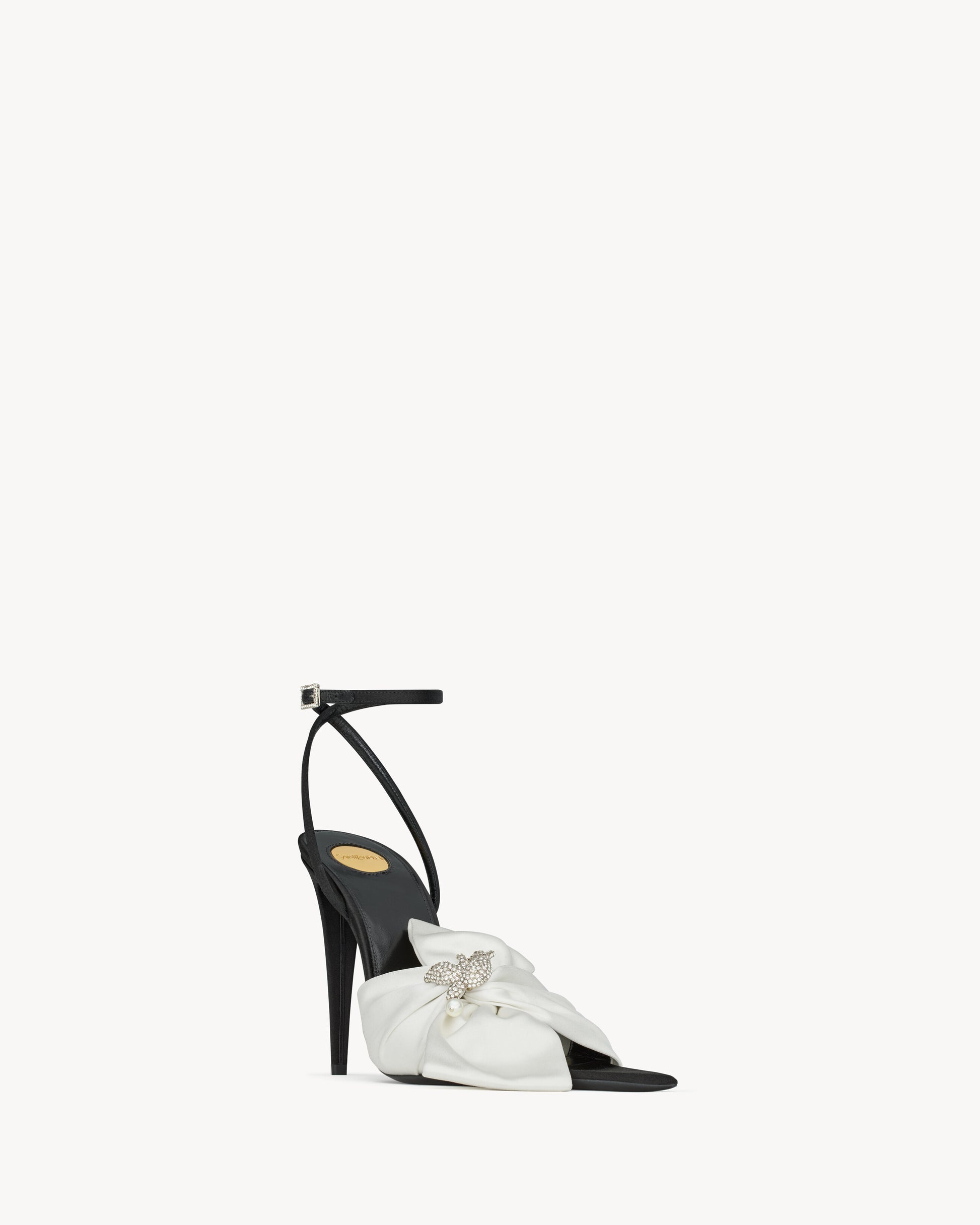 DOVE sandals in satin crepe and rhinestones