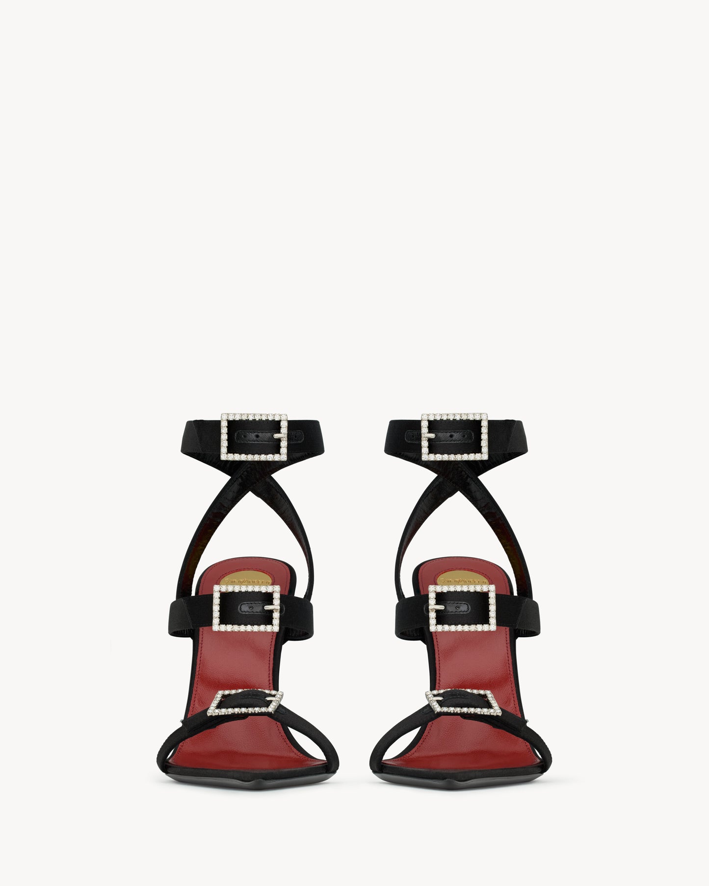 BRUCE sandals in satin crepe and rhinestones