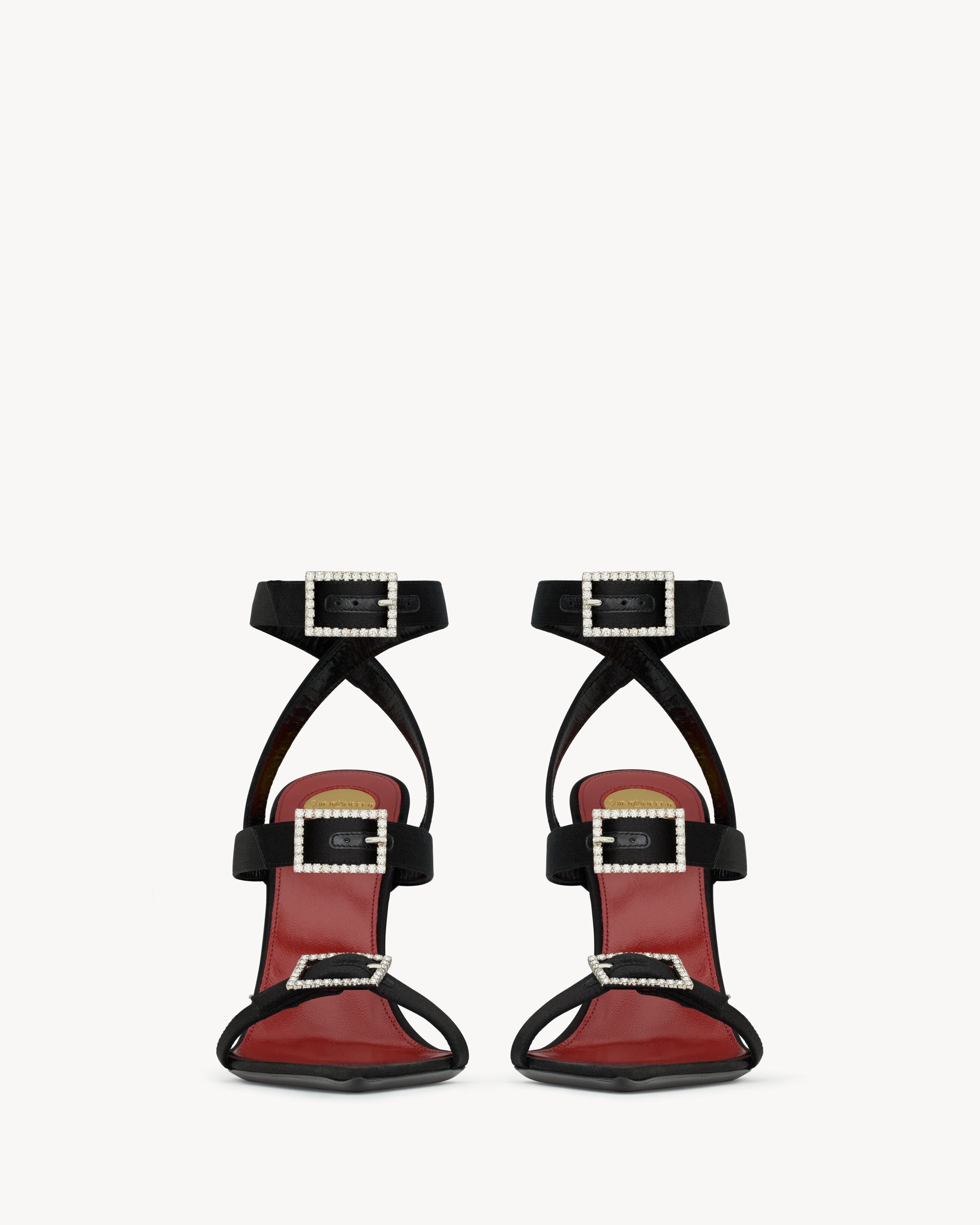BRUCE sandals in satin crepe and rhinestones