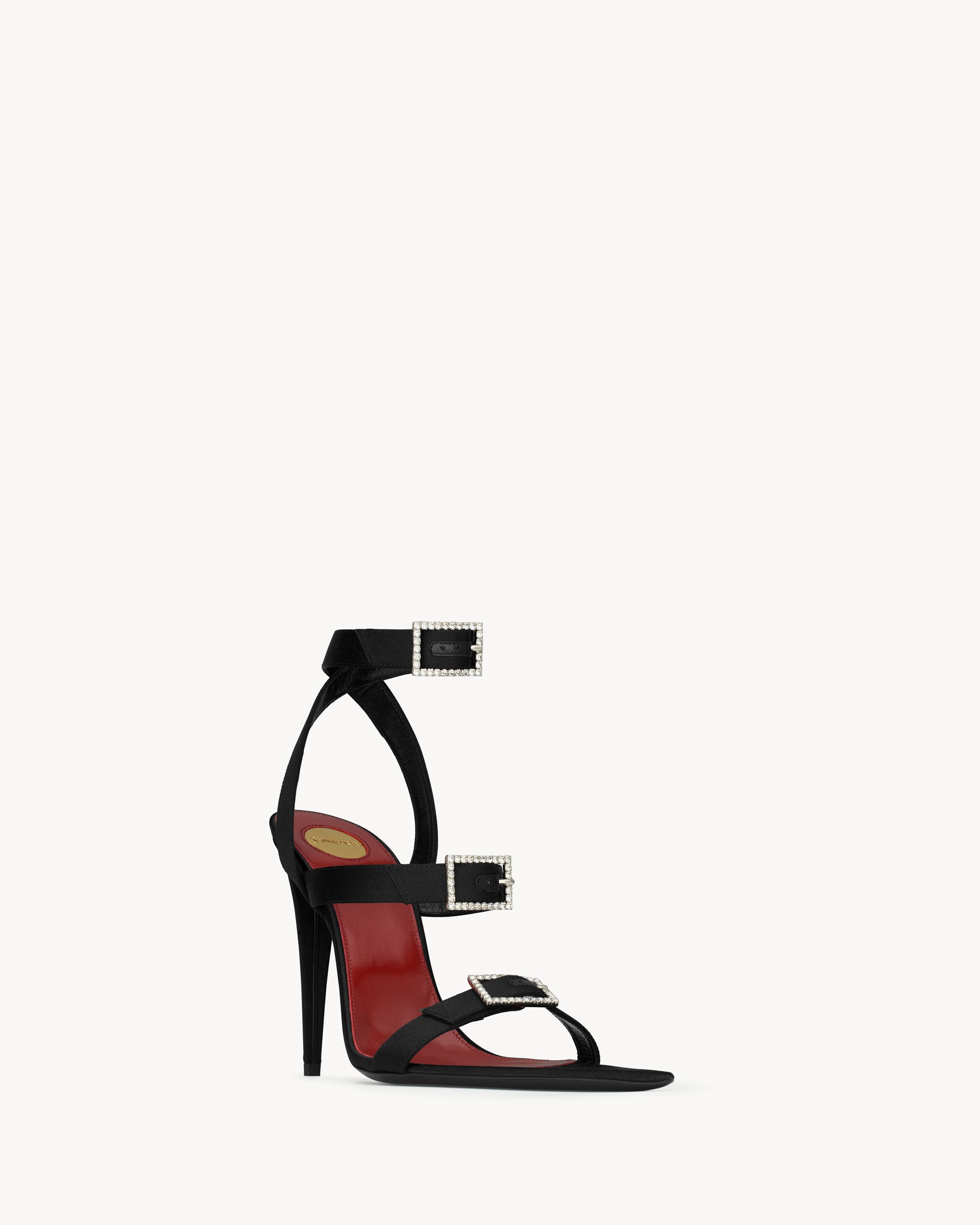 BRUCE sandals in satin crepe and rhinestones