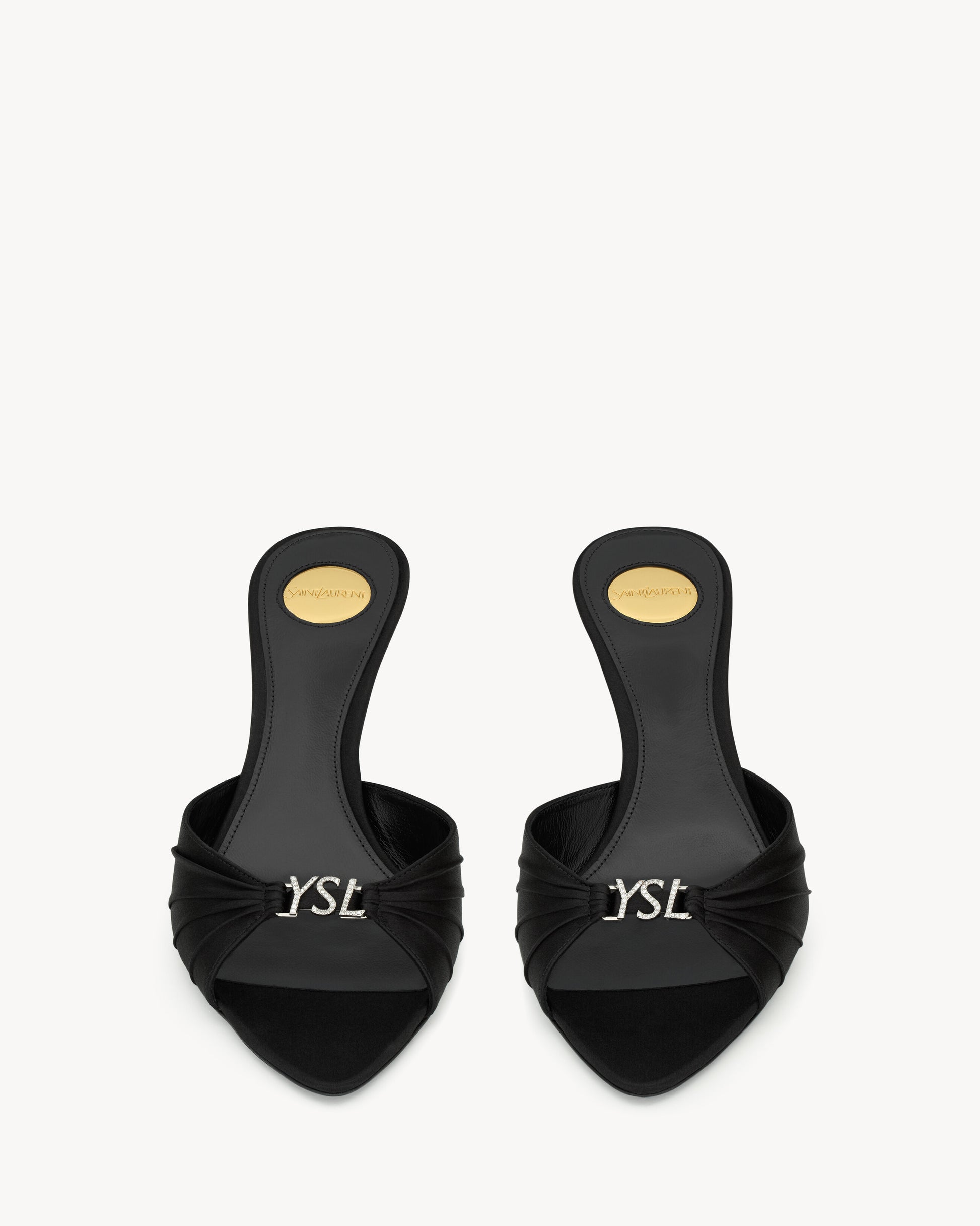 JERRY mules in satin crepe and rhinestones