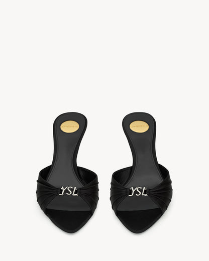 JERRY mules in satin crepe and rhinestones