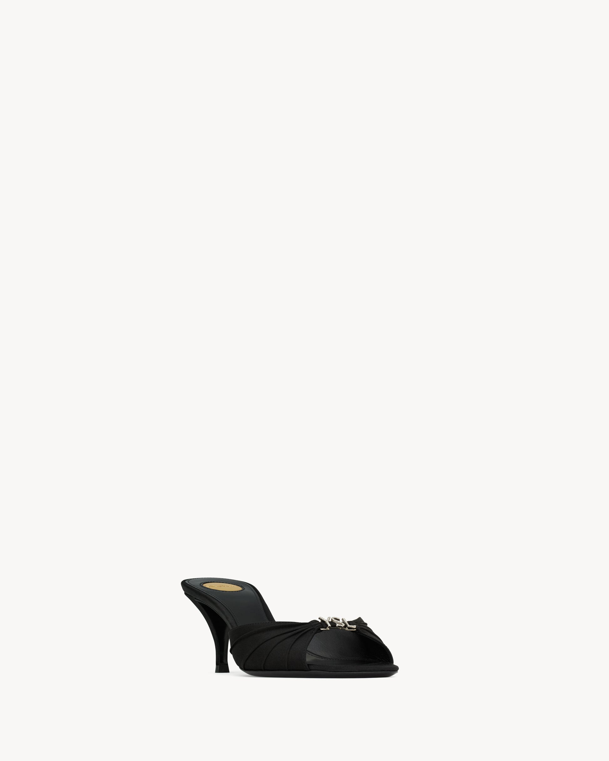 JERRY mules in satin crepe and rhinestones