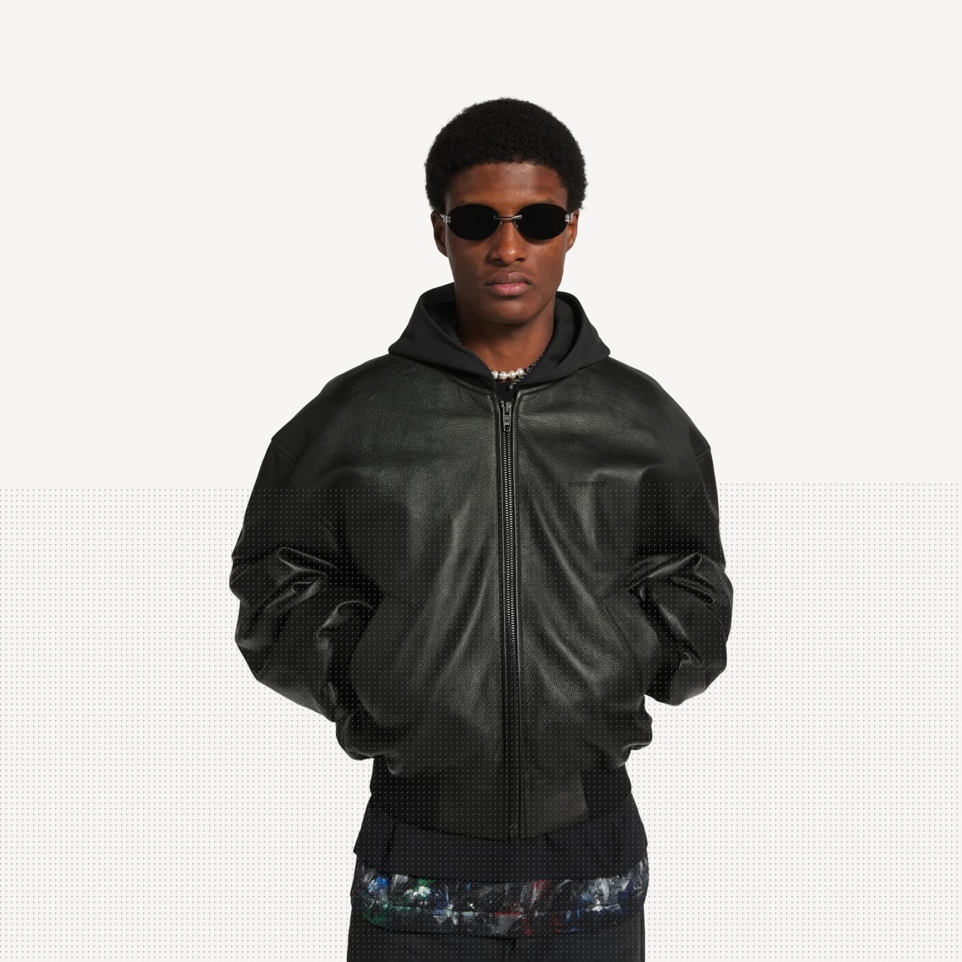 Patched hooded jacket
