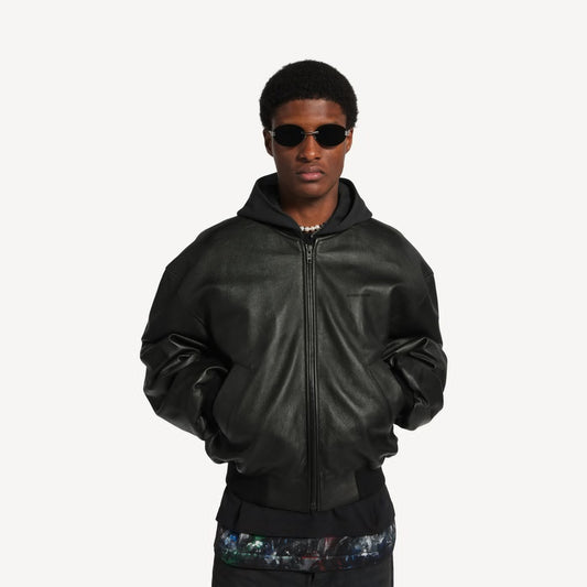 Patched hooded jacket