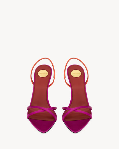 JUSTIFY slingback sandals in satin crepe
