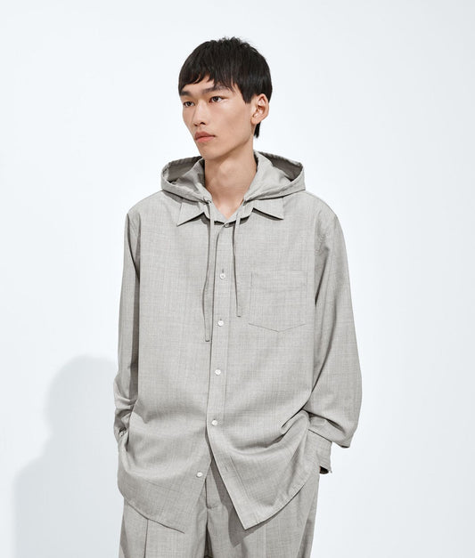 Light Wool Toile Hooded Shirt