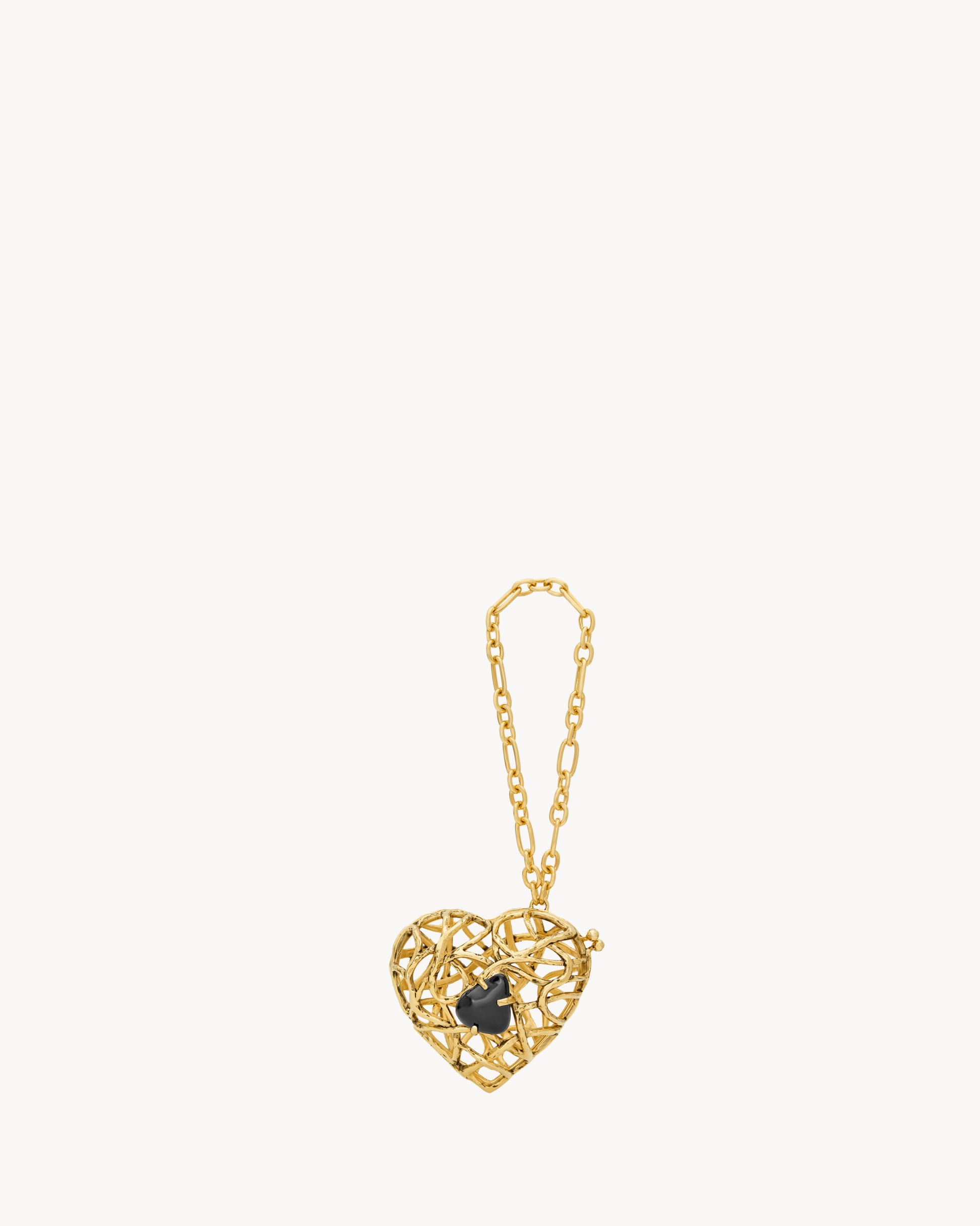 Evening heart minaudière in metal and stone