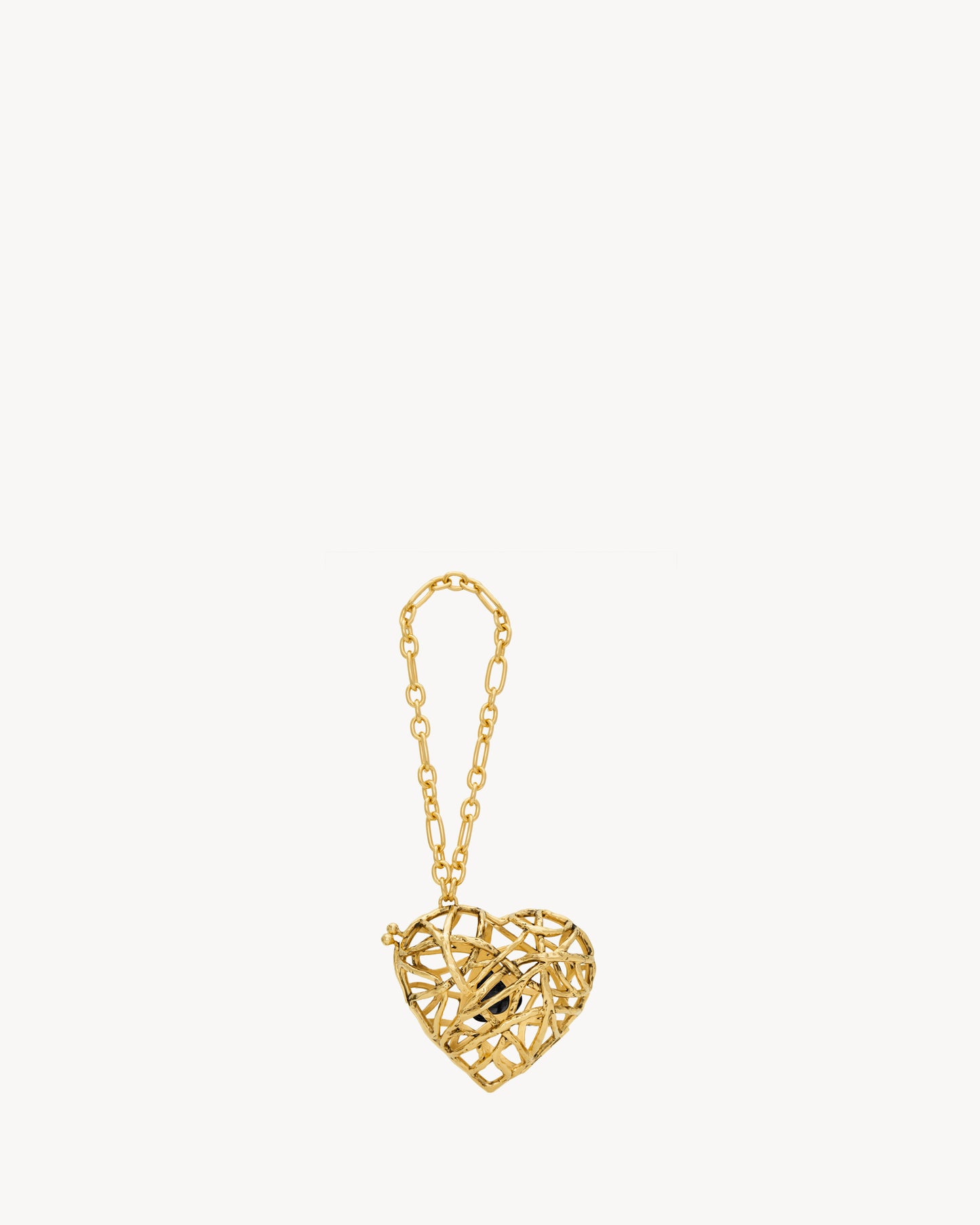 Evening heart minaudière in metal and stone