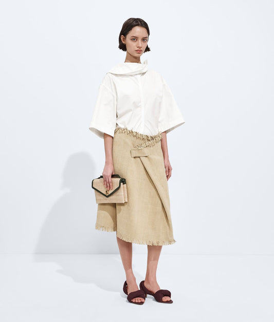 Mini Intreccio Suede Leather Skirt