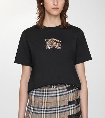 Knight Check Cotton T-shirt in Black