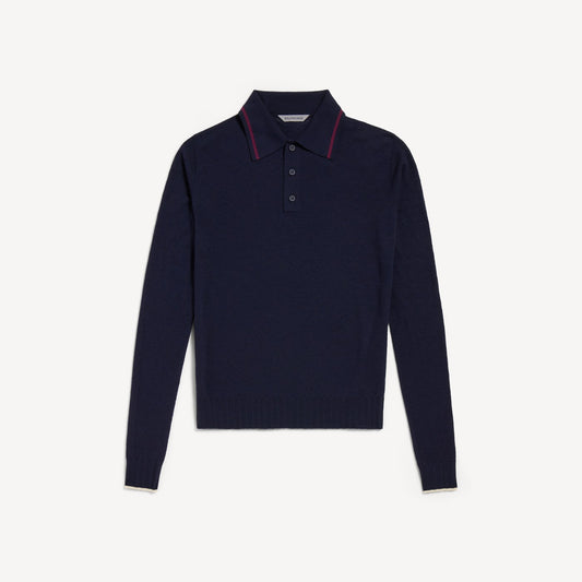 Knitted long sleeve polo
