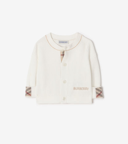 Logo Cotton Cardigan in Ivory white - Children