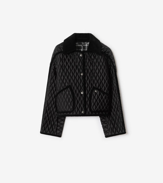 Cropped Quilted Nylon Floriston Jacket in Black