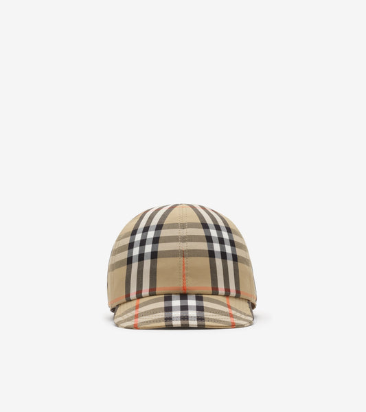 Check Cotton Baseball Cap in Sand beige - Children