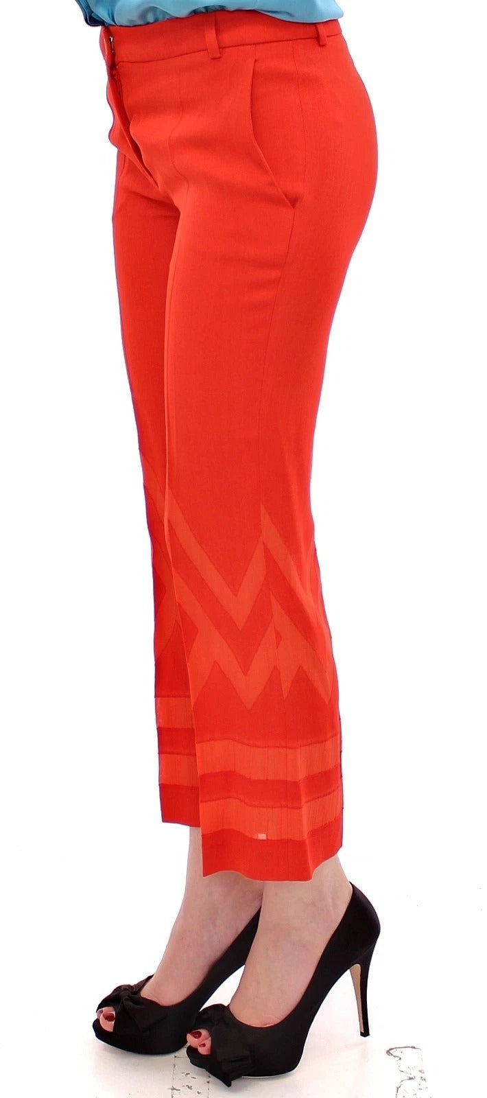 Versace Collection Red Cropped Capri Pants