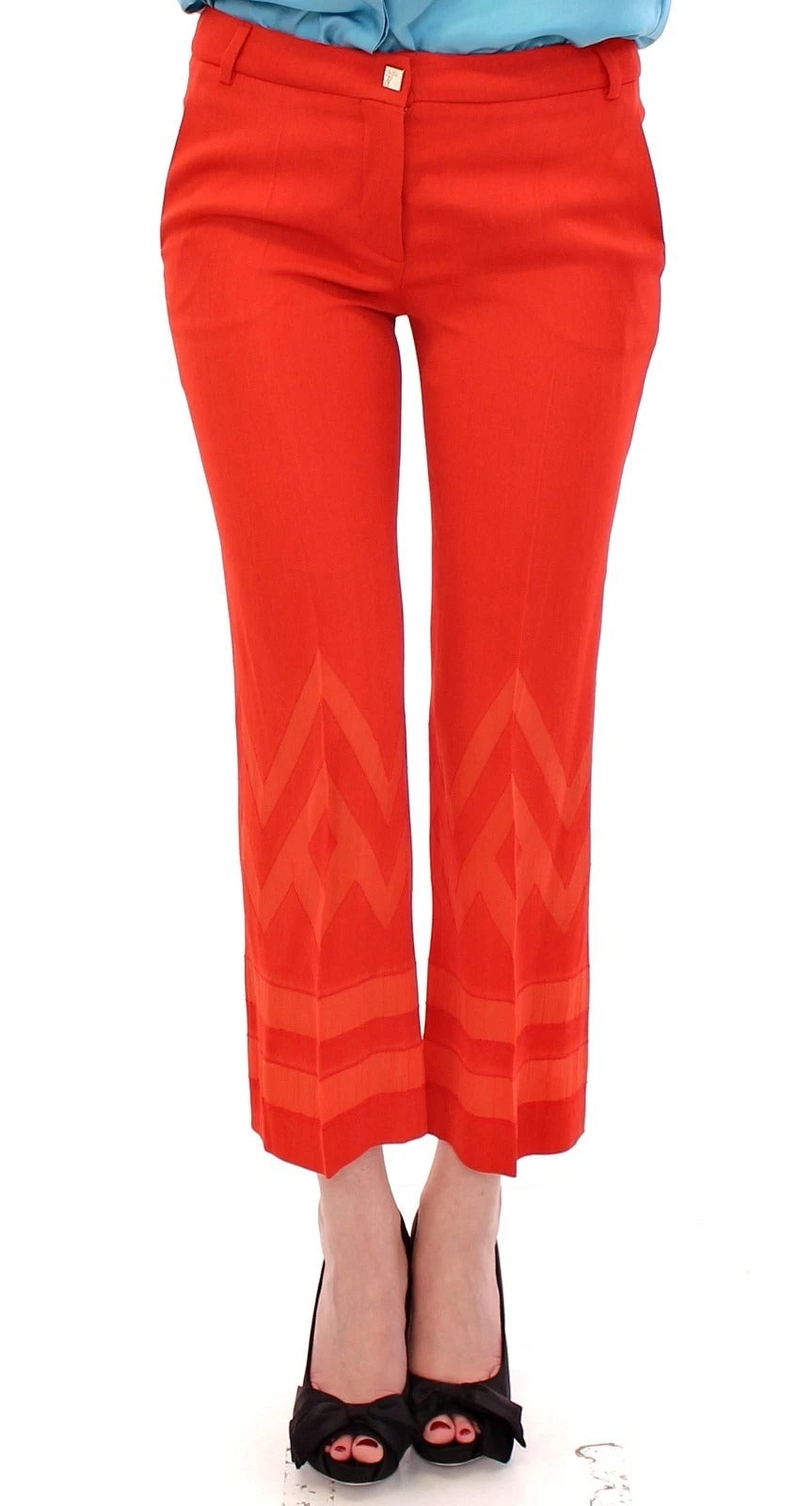 Versace Collection Red Cropped Capri Pants