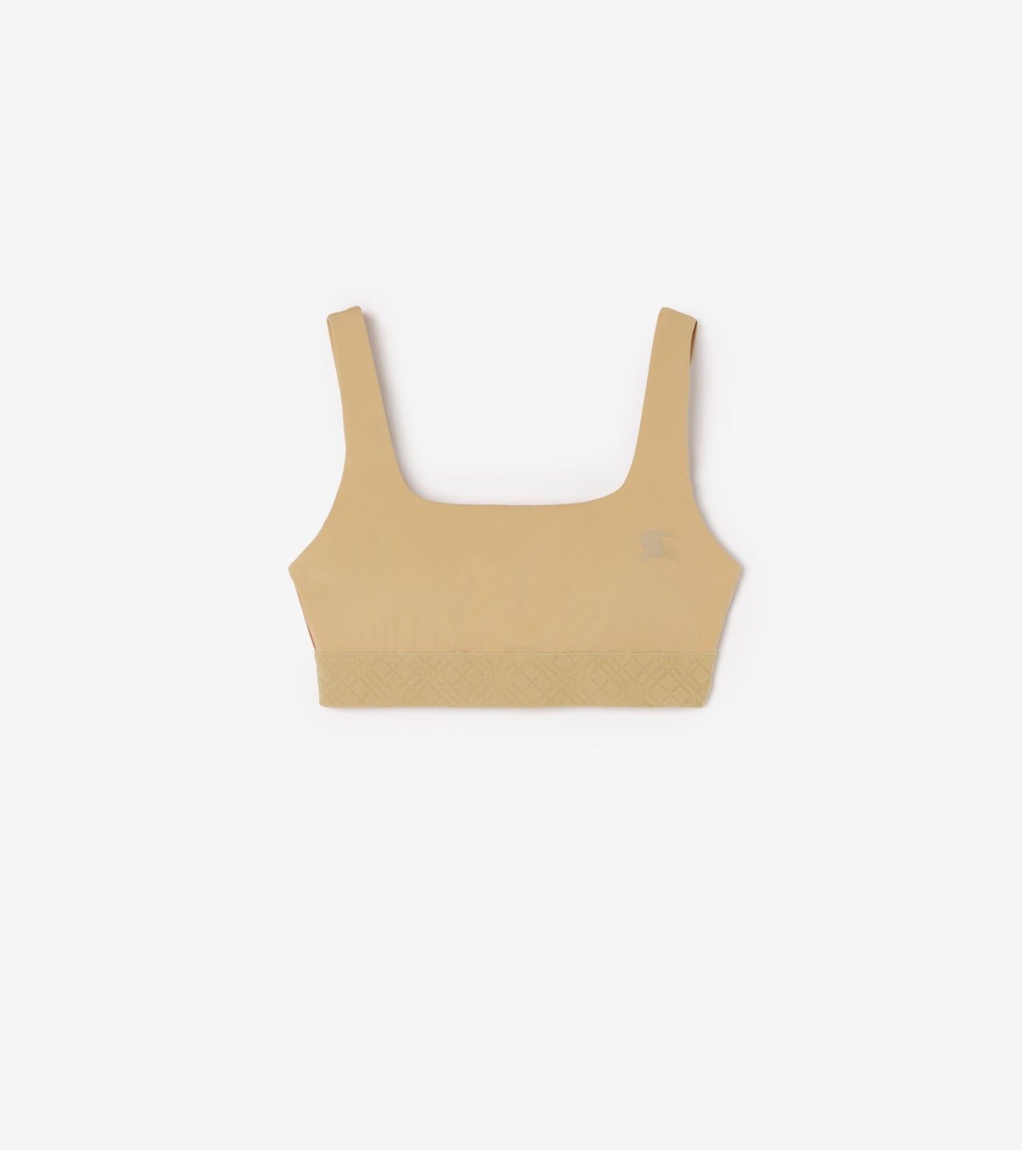 Check Trim Stretch Nylon Bra Top in Black