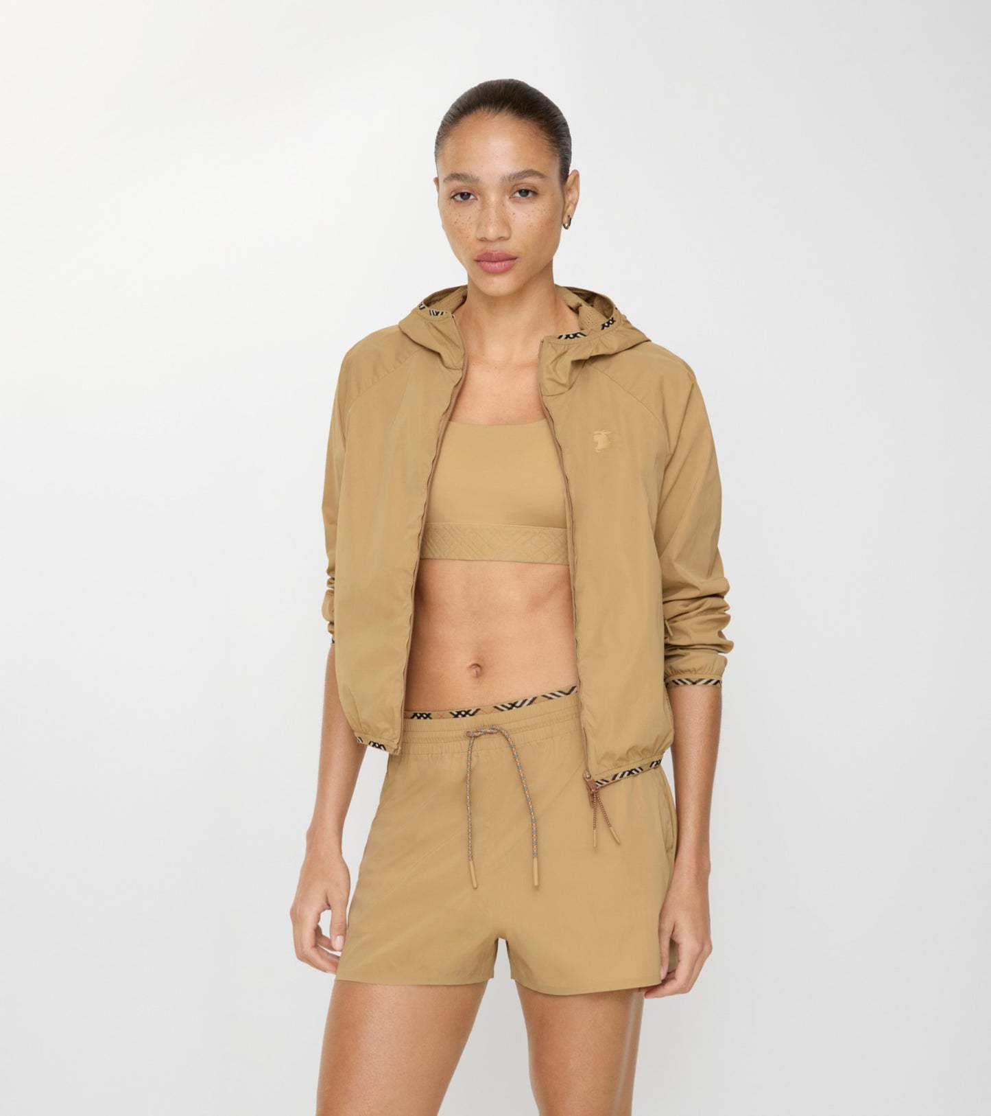 Stretch Nylon Shorts in Beige