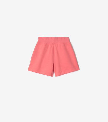Check Trim Cotton Shorts in Pale hibiscus pink