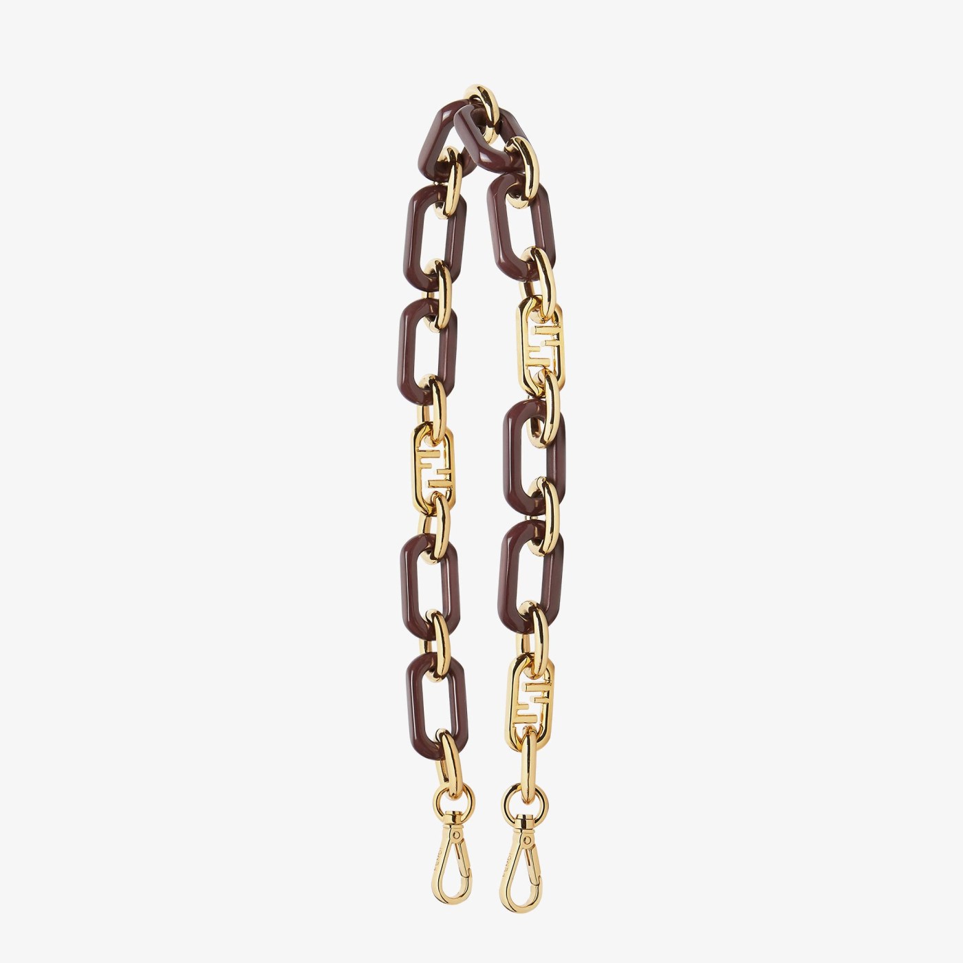 Strap You Gold metal and brown chain shoulder strap