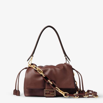 Strap You Gold metal and brown chain shoulder strap