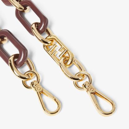 Strap You Gold metal and brown chain shoulder strap