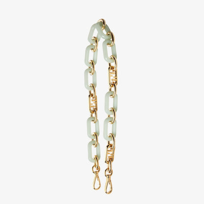 Strap You Gold-colored metal and light green chain shoulder strap