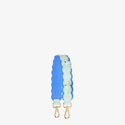 Mini Strap You Blue and light green leather shoulder strap